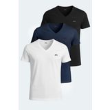 Slazenger SARGON 3 lü Set Erkek Tişört Beyaz - Siyah - Lacivert