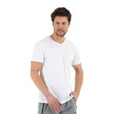 Slazenger SARGON KTN Büyük Beden Erkek V Yaka Beyaz Tişört