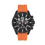SLAZENGER, SİYAH KAPLAMA ÇELİK KASA, SİYAH METALİK KADRAN, TURUNCU SİLİKON KORDON, MULTİFONKSİYON, QUARTZ, 47MM, ERKEK KOL SAATİ SL.09.2127.2.04