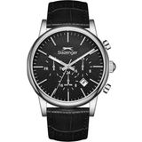 Slazenger SL.09.2461.2.02 Deri Kordon Çelik Kasa 10 Atm Suya Dayanıklı Siyah Renk Erkek Kol Saati