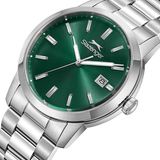 Slazenger SL.09.2495.1 Serisi Gümüş Renk Klasik Paslanmaz Çelik Bombeli Cam Erkek Kol Saati - Yeşil