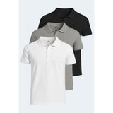 Slazenger Soho 3 Lü Set Erkek Beyaz - Gri - Lacivert Tişört - Beyaz - Gri - Siyah