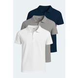 Slazenger SOHO 3 lü Set Erkek Tişört Beyaz - Gri - Lacivert