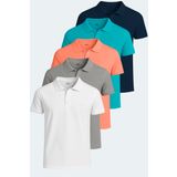Slazenger SOHO 5 li Set Erkek Tişört Beyaz - Gri - Lacivert - Somon - Turkuaz