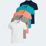 Slazenger Soho 5 Li Set Erkek Tişört - Beyaz - Gri - Lacivert - Somon