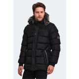 Slazenger ST23JE027-500 Heck Siyah Erkek Mont
