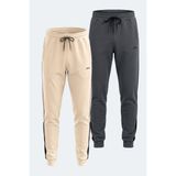 Slazenger Valary 2 Li Set Erkek Eşofman Altı - Bej - Koyu Gri