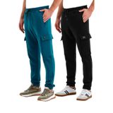 Slazenger VALORA 2 Lİ SET Erkek Cepli Dar Paça Siyah - Petrol Eşofman Altı