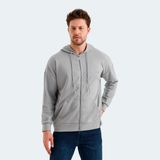 Slazenger VALTER Erkek Fermuarlı Kapüşonlu Cepli Gri Sweatshırt - XL