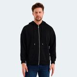 Slazenger VALTER Erkek Fermuarlı Kapüşonlu Cepli Siyah Sweatshırt - 2XL