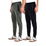 Slazenger VARUNA 2 Lİ SET Erkek Fermuar Cepli Dar Paça Siyah - Haki Eşofman Altı