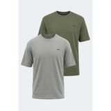 Slazenger Vellamo 2 Li Set Erkek Haki / Gri Tişört - 2XL - Çok Renkli