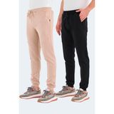 Slazenger Venom 2 Li Set Erkek Fermuar Cepli Slim Fit Siyah - Bej Eşofman Altı - 2XL