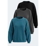Slazenger Vıa 3 Lü Set Kadın Oversıze Sweatshırt - 2XL - Çok Renkli