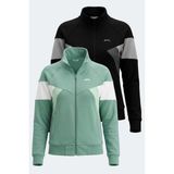 Slazenger Vıctory 2 Li Set Kadın Fermuarlı Dik Yaka Cepli Yeşil - Siyah Sweatshırt - 2XL