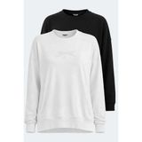 Slazenger Vıkentı Sw 2 Li Set Kadın Sweatshırt - 2XL - Beyaz - Siyah