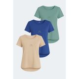 Slazenger Vıraj 3 Lü Set Kadın Ekru - Siyah - Bej Tişört - Çok Renkli