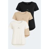 Slazenger Vıraj 3 Lü Set Kadın Tişört - Ekru - Siyah - Bej