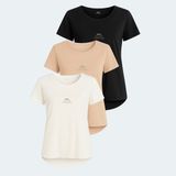 Slazenger Vıraj 3 Lü Set Kadın Tişört - XL - Ekru - Siyah - Bej