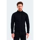 Slazenger VISUAL Erkek Fermuarlı Dik Yaka Cepli Siyah Sweatshirt