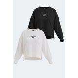 Slazenger VITAL 2 li set Kadın Oversıze Beyaz - Siyah Sweatshirt