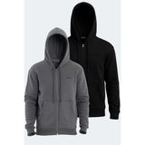 Slazenger Vonda 2 Li Set Erkek Sweatshırt - Siyah - Koyu Gri