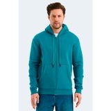 Slazenger VONDA Erkek Fermuarlı Kapüşonlu Cepli Petrol Sweatshirt