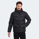 Slazenger WORLD Erkek Kapüşonlu Şişme Siyah Mont & Kaban - XL