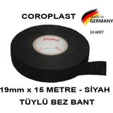 Slc Coroplast 10 Adet Bez Bant Tüylü Yanmaz Kumaş Kablo Sarma Bantı 19mm 15mt