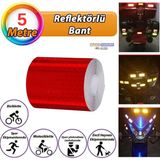 SLC Marketim Reflektörlü Reflektif Fosforlu Şerit Bant Petekli Reflekte Ikaz Bandı 5 cm x 5 Metre Kırmızı