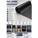 Slc PVC Desenli Zemin Kaplama Muşambası 3mm 1x5 Metre Kaymaz Araç Konteyner Oto Taban Kaplaması Siyah