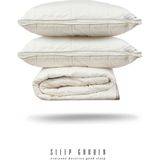 Sleep Garden Arden Lana Yün Yorgan Çift Kişilik Biyeli Şık Yorgan -2 Adet Yastık Set Ürün Jüt Keten Çantalı - 195 x 215 cm - 040-White-Navy