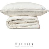 Sleep Garden Arden Lana Yün Yorgan Tek Kişilik Biyeli Şık Elit Grubu -yün Yastık Set Ürün Jüt Keten Çantalı - 155 x 215 cm - Beyaz
