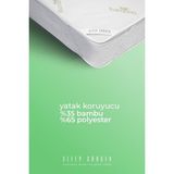 Sleep Garden Bambu Yatak Alezi Sıvı Geçirmez Dört Köşe Lastikli Çantalı - Beyaz - 100 x 200 cm