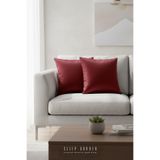 Sleep Garden Erguvan Serisi Kadife Bordo Dekoratif Kırlent 45x45 2'li