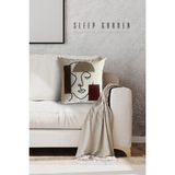Sleep garden kadın yüzü kahverengi punch kırlent 45x45 - 45 x 45 cm