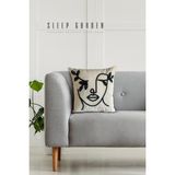 Sleep garden kadın yüzü siyah punch kırlent 45x45 - 45 x 45 cm