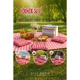 Sleep Garden Pötikare Piknik Örtüsü 150*150 4 Adet Piknik Minderi 45x45 cm Taşıma Çantası Piknik Set
