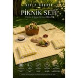 Sleep Garden Pötikare Piknik Örtüsü 170*170 4 Adet Sarı Piknik Minderi 45x45 cm Piknik Seti