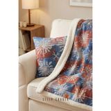 Sleep Garden Tv Battaniyesi & Kırlent Set Iki Taraflı Peluş Mavi Konforlu & Şık - Renkli - 120 x 170 cm