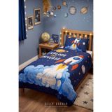Sleep Garden Uzay Roket Desenli Tek Kişilik Çocuk Yatak Örtüsü Seti Kapitoneli 160x220 cm