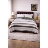 Sleep Garden Yatak Örtüsü/battaniye Gri Çizgili Peluş Çift Taraflı - Renkli - 200 x 220 cm
