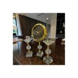 Sleep Nova Crystal Gold Dekoratif Masa Saati Seti – Lüks Cam & Metal Modern Salon Ve Ofis Aksesuarı