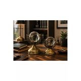 Sleep Nova Eskitme Cam Küre Dekoratif Obje Seti – Vintage Metal Salon & Ofis Aksesuarı (2'Li)