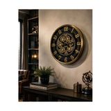 Sleep Nova Gold Steampunk Dekoratif Duvar Saati – Çarklı Büyük Boy Salon Ve Ofis Saati