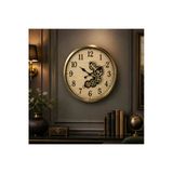 Sleep Nova Imperial Gear Gold Dekoratif Metal Çarklı Duvar Saati Büyük Boy Salon ve Ofis Saati