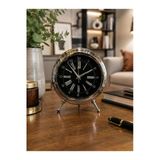 Sleep Nova Lüks Gümüş Metal Dekoratif Masa Saati – Modern Roma Rakamlı Vintage Ayaklı Salon & Ofis Saati