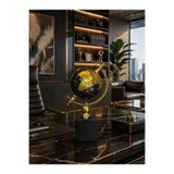 Sleep Nova Lux Gold Dünya Küresi Dekoratif Ofis Masa Aksesuarı | Modern Şık Altın Siyah Globe Obje