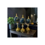 Sleep Nova Noir Gold Marble Küre Dekoratif Obje Seti – Siyah Altın Mermer Desenli Lüks Modern 3’Lü Ev Dekor