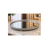 Sleep Nova Platinum Mirror Gümüş Aynalı Dekoratif Tepsi Modern Salon Konsol Sehpa Dekoru
